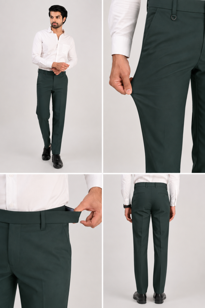 FHUZANA bottle green formal pants for men