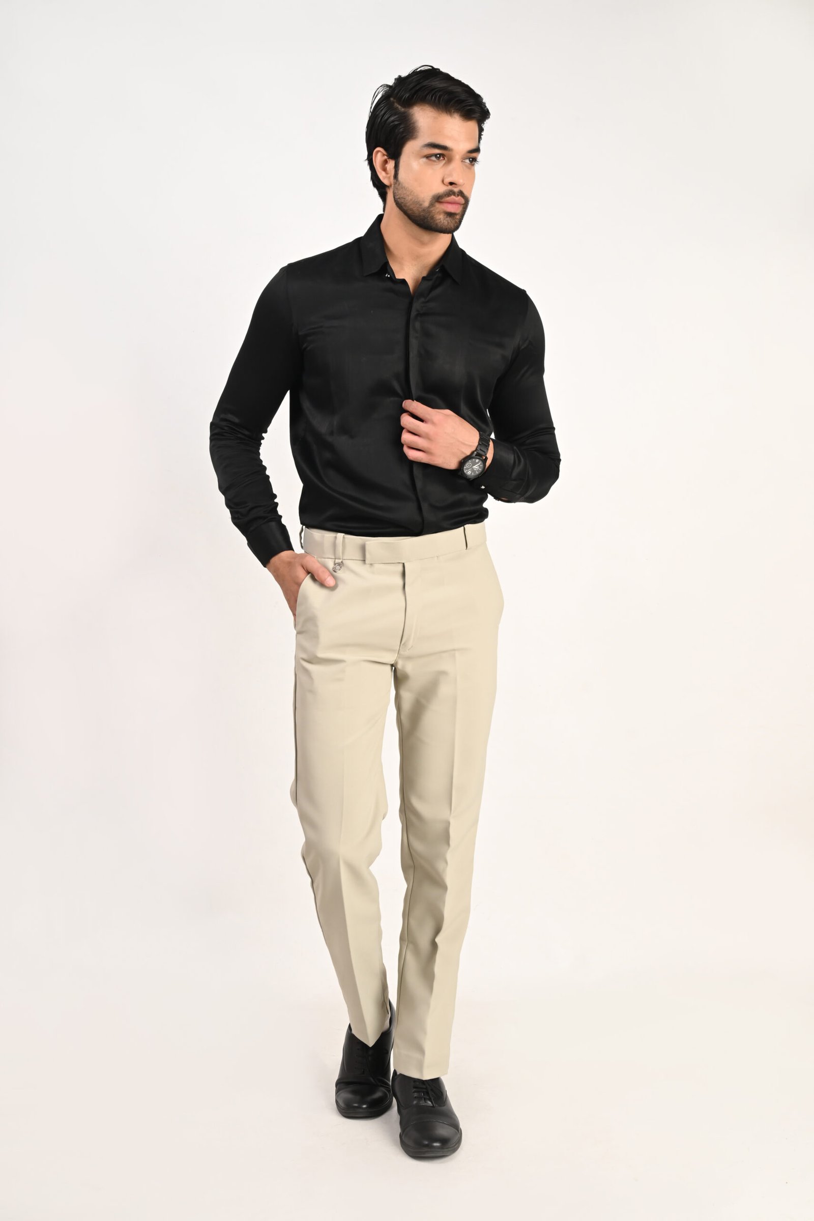 FHUZANA light olive formal pants for men